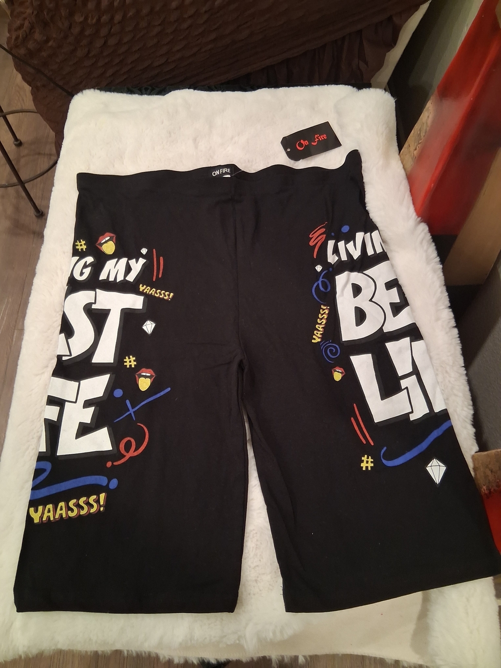 On Fire Black Graphic Shorts with Multicolor Print